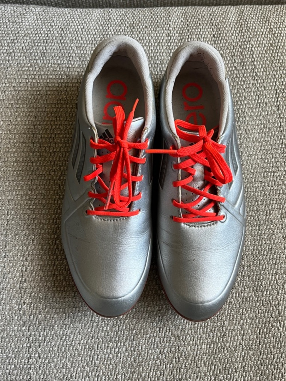 adidas Silver golf Shoes with Bright Laces